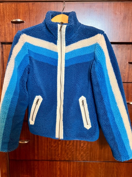 Faherty Jackets & Blazers - Faherty Blue Multi-Stripe Sherpa Zip Jacket